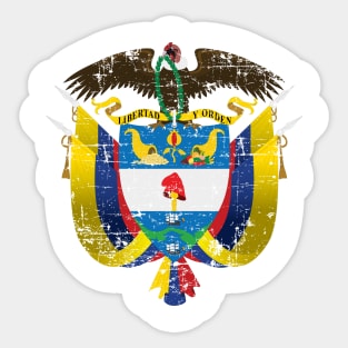 Escudo de Colombia - Colombia coat of arms - grunge design Sticker